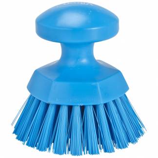 H&aring;ndb&oslash;rste, Vikan, 110x110x110mm, bl&aring;, PP/polyester/rustfrit st&aring;l, stive b&oslash;rsteh&aring;r *Denne vare tages ikke retur*