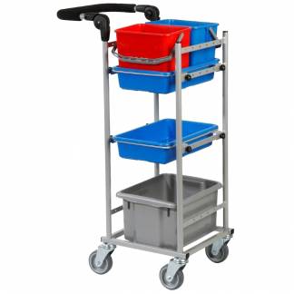 Reng&Atilde;&cedil;ringsvogn, Tina Trolleys ERGO Super Kompakt, model 2, s&Atilde;&cedil;lv, pulverlakeret st&Atilde;&yen;l, til fugtsystem, med tilbeh&Atilde;&cedil;r *Denne vare tages ikke retur*