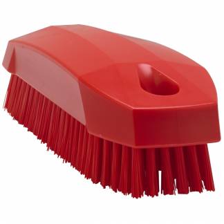 Negleb&Atilde;&cedil;rste, Vikan, 13x5x4cm, r&Atilde;&cedil;d, PP/polyester/rustfrit st&Atilde;&yen;l, stive b&Atilde;&cedil;rsteh&Atilde;&yen;r *Denne vare tages ikke retur*