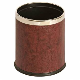 Papirkurv, 10 l, r&Atilde;&cedil;d, med l&Atilde;&brvbar;derlook og metalkant, inderspand i metal, ildd&Atilde;&brvbar;mpende *Denne vare tages ikke retur*