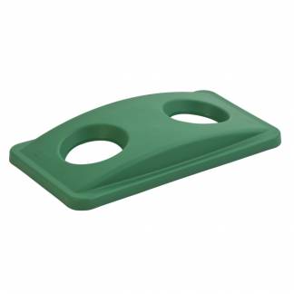 L&Atilde;&yen;g, Rubbermaid Slim Jim, gr&Atilde;&cedil;n, med 2 huller, til kildesortering af flasker, d&Atilde;&yen;ser og kopper/glas, tungt affald muligt *Denne vare tages ikke retur*