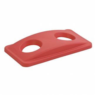 L&Atilde;&yen;g, Rubbermaid Slim Jim, r&Atilde;&cedil;d, med 2 huller, til kildesortering af flasker, d&Atilde;&yen;ser og kopper/glas, tungt affald muligt *Denne vare tages ikke retur*