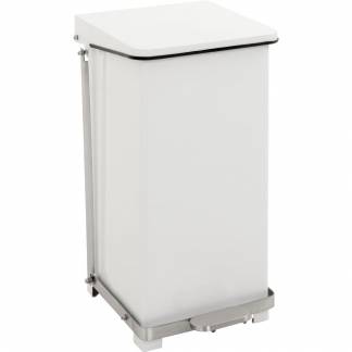 Pedalspand, hvid, med poseholder, brandsikker, d&aelig;mpet lukkemekanisme, 45 l