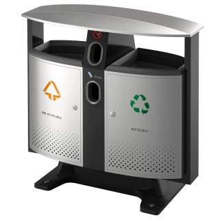 Udend&Atilde;&cedil;rs affaldsspand, 78 l, sort mat, 2-rums *Denne vare tages ikke retur*