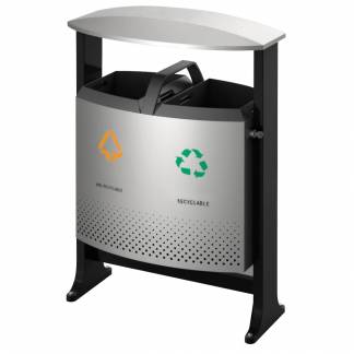 Udend&Atilde;&cedil;rs affaldsspand, 78 l, sort mat, 2-rums *Denne vare tages ikke retur*