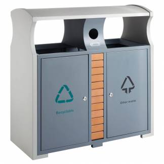 Udend&Atilde;&cedil;rs affaldsspand, 78 l, gr&Atilde;&yen;, 2-rums *Denne vare tages ikke retur*