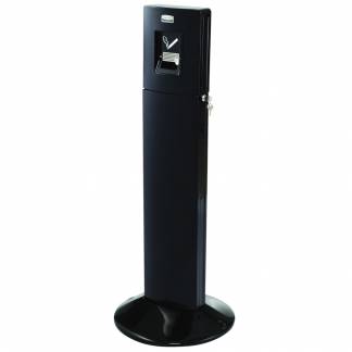 Askeb&Atilde;&brvbar;ger, Rubbermaid Metropolitan, sort, med inderspand i metal, til udend&Atilde;&cedil;rs, forberedt til jordmontering inkl. materiale til montering og n&Atilde;&cedil;gle *Denne vare tages ikke retur*