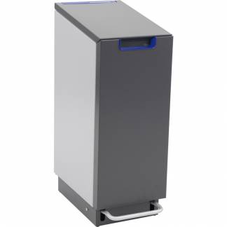 Pedalspand, Connectorbin, 55 l, gr&Atilde;&yen;, med bl&Atilde;&yen; detaljer, s&Atilde;&brvbar;kkeholder, soft close l&Atilde;&yen;g, til kildesortering og tungt affald *Denne vare tages ikke retur*