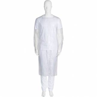 Engangs&aelig;rmeforkl&aelig;de med tommelfingerhuller, ABENA, 120x112cm, 30 micron, transparent, LDPE, enkeltforpakket, usteril, engangs