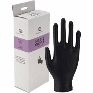 Engangshandske, Essentialz, L, sort, nitril, pudderfri