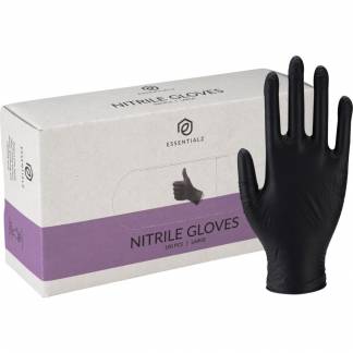 Engangshandske, Essentialz, L, sort, nitril, pudderfri