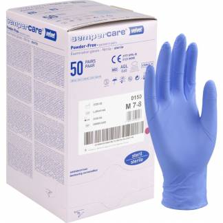 Steril unders&oslash;gelseshandske, Sempercare Velvet, M, lavendelbl&aring;, nitril, pudderfri *Denne vare tages ikke retur*