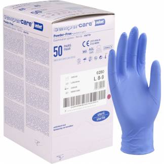 Steril unders&oslash;gelseshandske, Sempercare Velvet, L, lavendelbl&aring;, nitril, pudderfri