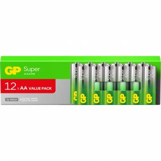 Batteri, GP Super, Alkaline, AA, 12-pak