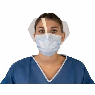 Ansigtsmaske med &oslash;reelastikker, med visir, type IIR, Kolmi, 3-lags, bl&aring;, engangs *Denne vare tages ikke retur*