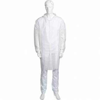 Bes&oslash;gsjakke, ABENA Classic, S/M, 100x72cm, hvid, PP, usteril, engangs