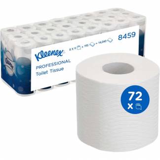 Toiletpapir, Kimberly-Clark Kleenex, 3-lags, 24,38m x 9,38cm, &Oslash;10,4cm, hvid, blandingsfibre