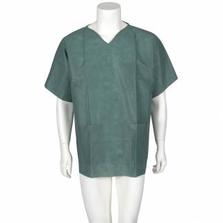 Engangsuniform, bluse, ABENA Excellent, S, m&oslash;rkegr&oslash;n, SMS, usteril, engangs *Denne vare tages ikke retur*