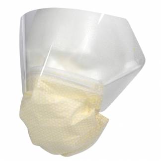 Ansigtsmaske med &oslash;reelastikker, med visir, type IIR, Kolmi, 3-lags, gul, engangs *Denne vare tages ikke retur*