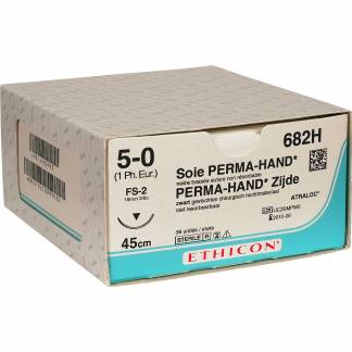 Sutur, Silk, 45cm, sort, fibroin, 6-0, FS-3 n&Atilde;&yen;l, multifil *Denne vare tages ikke retur*