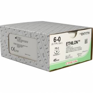 Sutur, Ethilon II, 45cm, sort, PA, 6-0, FS-3 n&Atilde;&yen;l, monofil, EH7177H *Denne vare tages ikke retur*