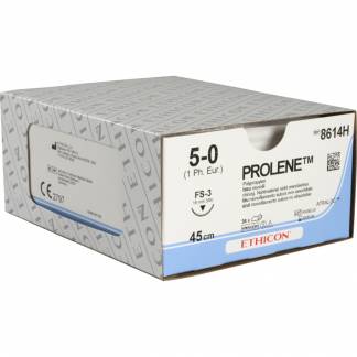 Sutur, Prolene, 45cm, bl&Atilde;&yen;, PP, 5-0, FS-3 n&Atilde;&yen;l, monofil, 8614H *Denne vare tages ikke retur*