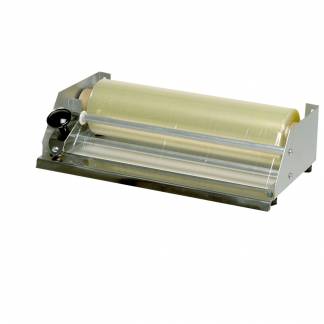 Dispenser, ABENA Cater-Line, 30x16x9cm, s&Atilde;&cedil;lv, rustfrit st&Atilde;&yen;l, med rullesk&Atilde;&brvbar;r, til film