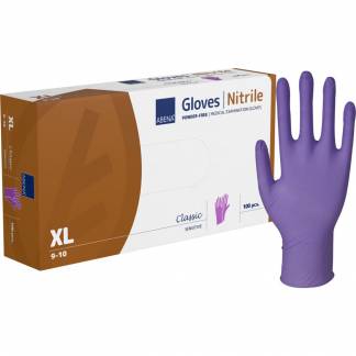 Unders&oslash;gelseshandske, ABENA Classic Sensitive, XL, lilla, nitril, pudderfri