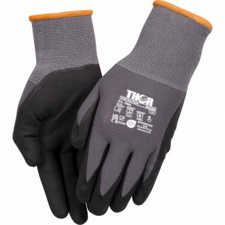 Nitrilhandske, fingerdyppet, THOR Flex, 8, sort, nitril/polyester, Spandex overh&aring;nd