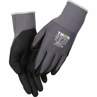 Fingerdyppet nitrilhandske, THOR Flex, 9, sort, polyester/nitril, lycra overh&Atilde;&yen;nd