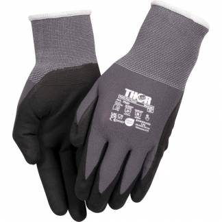 Nitrilhandske, fingerdyppet, THOR Flex, 9, sort, nitril/polyester, Spandex overh&aring;nd