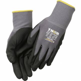 Fingerdyppet nitrilhandske, THOR Flex, 10, sort, polyester/nitril, lycra overh&aring;nd