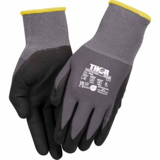 Nitrilhandske, fingerdyppet, THOR Flex, 10, sort, nitril/polyester, Spandex overh&aring;nd