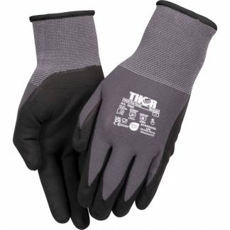 Nitrilhandske, fingerdyppet, THOR Flex, 11, sort, nitril/polyester, Spandex overh&aring;nd