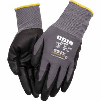 Fingerdyppet nitrilhandske, ODIN Flex, 10, gr&aring;, nitril/polyester, lycra overh&aring;nd