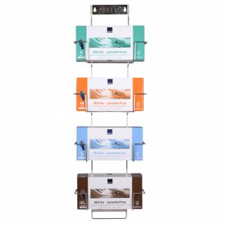 Handskestativ, ABENA Flexi rack, s&oslash;lv, rustfrit st&aring;l, til 4 &aelig;sker