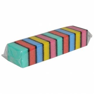 Skuresvamp, 9x6x3cm, flerfarvet, nylon/polyester/polyether, grov skureeffekt