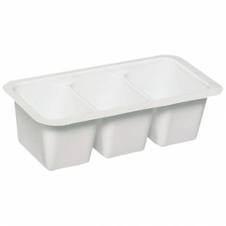 Plastbakke, 10x5x2,5cm, 75 ml, 75 ml, hvid, PS, 3-rums