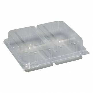 Sm&Atilde;&cedil;rrebr&Atilde;&cedil;dsbakke, 16x14,5x5cm, klar, RPET, 2-rums, med h&Atilde;&brvbar;ngslet l&Atilde;&yen;g