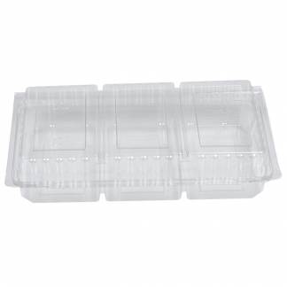 Sm&oslash;rrebr&oslash;dsbakke, 24x14,5x5cm, klar, RPET, 3-rums, med h&aelig;ngslet l&aring;g