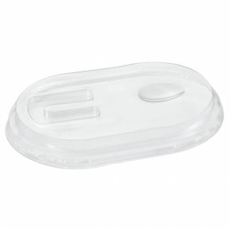 Snap-on l&Atilde;&yen;g, 17,6x11,6x2cm, klar, APET, oval, med bestikholder *Denne vare tages ikke retur*