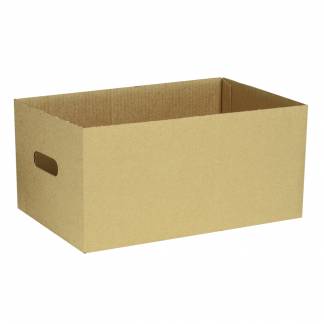 Transportkasse, 38x24,5x18cm, brun, pap, 1-rums, lille, med h&aring;ndtag