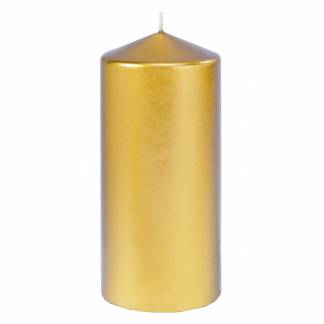 Bloklys, Duni, 15cm, &Oslash;7cm, guld, 50 timer, paraffin *Denne vare tages ikke retur*