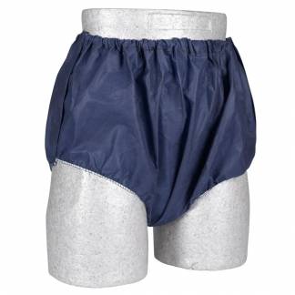 Underbukser, ABENA Classic, XXL/3XL, 42x75cm, m&oslash;rkebl&aring;, PP, med burreb&aring;nd, usteril, engangs