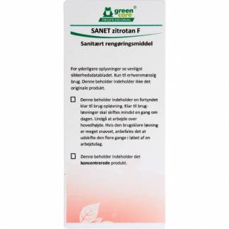 Etiket, Green Care Professional, til SANET Zitrotan F