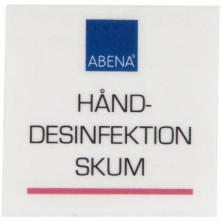 Label til dispenser, 4x4cm, rød, skum hånddesinfektion