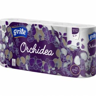 Toiletpapir, Grite Orchidea White, 3-lags, 17,4m x 9,6cm, hvid, nyfiber