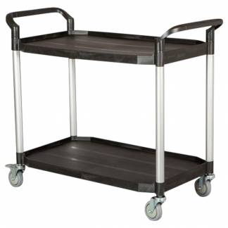 Rullebord, Tina Trolleys, 1000x520x950mm, sort, fiberplast, med styr, 2 hylder, stor *Denne vare tages ikke retur*