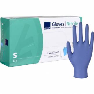Unders&oslash;gelseshandske, ABENA Excellent, S, m&oslash;rkebl&aring;, nitril, pudderfri, acceleratorfri