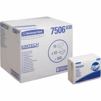 Aftørringsklud, Kimberly-Clark Kimtech, 1-lags, Z-fold, 48x38cm, hvid, nonwoven, uden microplast, engangs *Denne vare tages ikke retur*